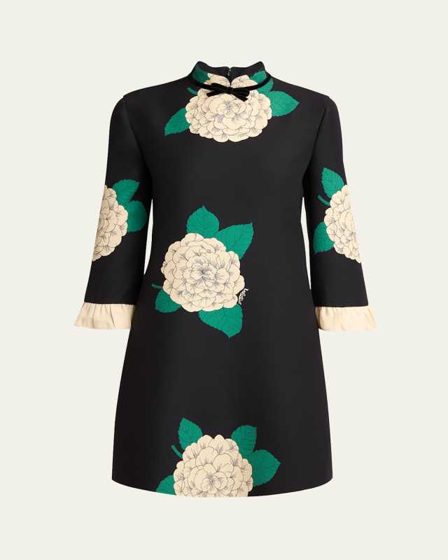 Apres Lhiver Macro Ortensia Mini Dress with Bow